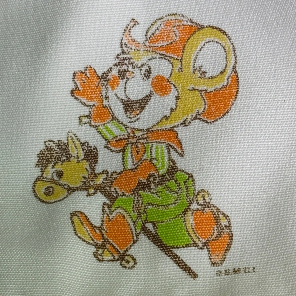 Vtg 70s Mouse Hobby Horse Shortall Overalls infant Sz 6-9 months Romper sunsuit‎